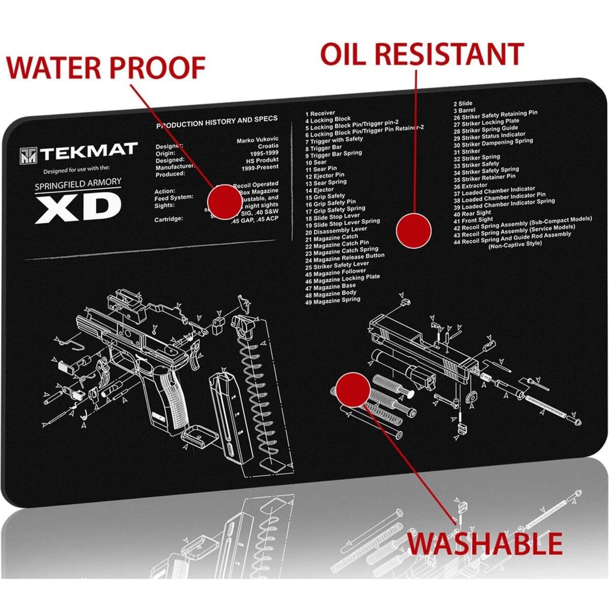 TekMat Original Gun Cleaning Mat - 17" X 11" - Springfield Armory XD TekMat