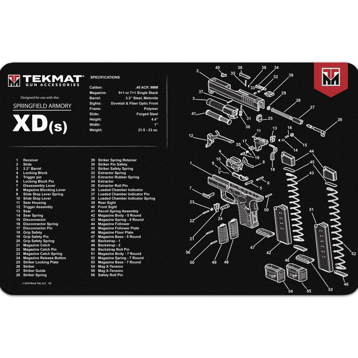 TekMat Original Gun Cleaning Mat - 17" X 11" - Springfield Armory XD-S TekMat