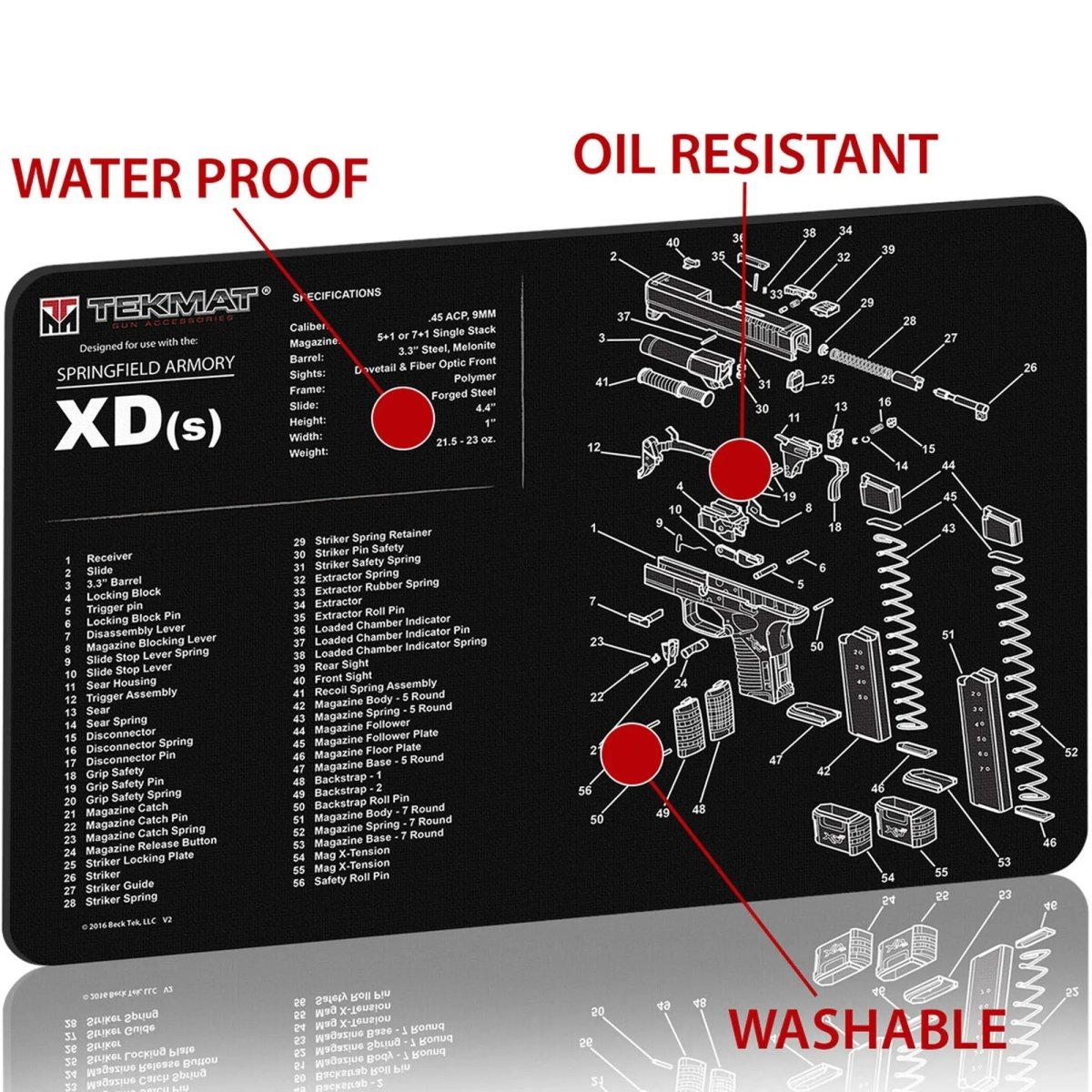 TekMat Original Gun Cleaning Mat - 17" X 11" - Springfield Armory XD-S TekMat