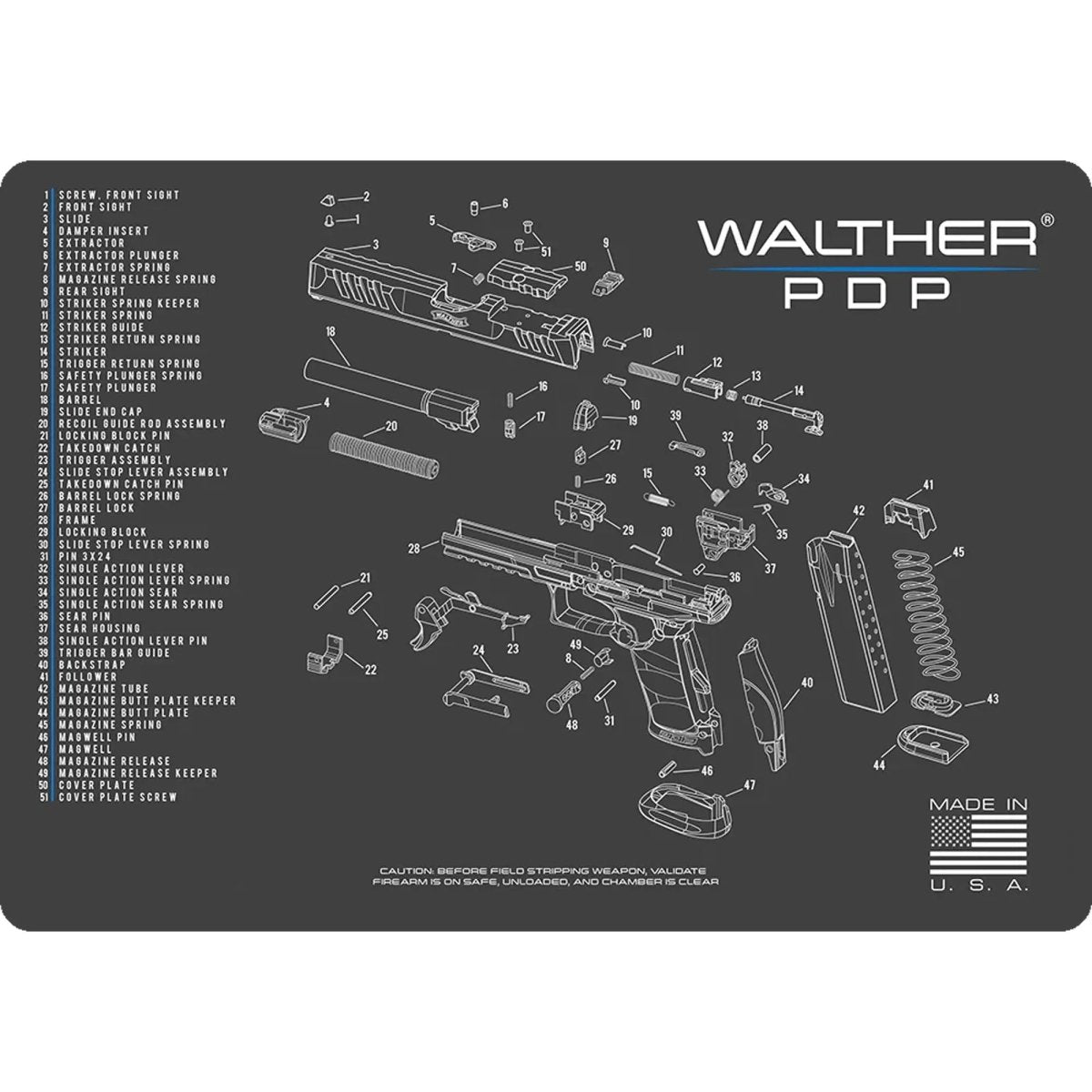 TekMat Original Gun Cleaning Mat - 17" X 11" - Walther PDP TekMat
