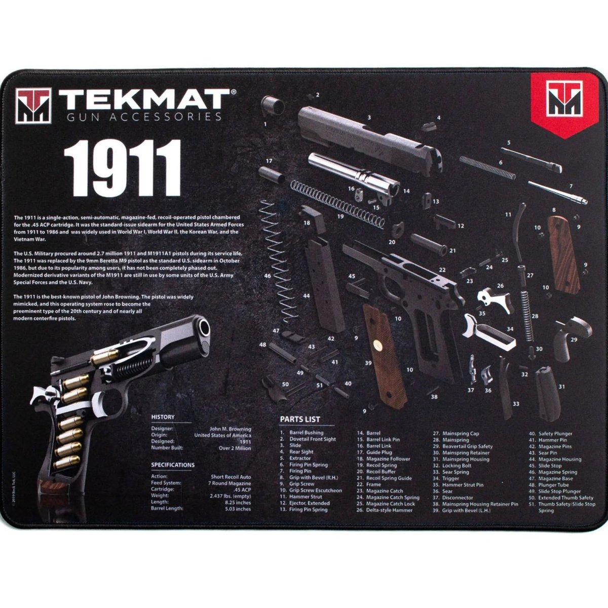 TekMat Ultra Premium Gun Cleaning Mat - 20" X 15" - 1911 3D TekMat