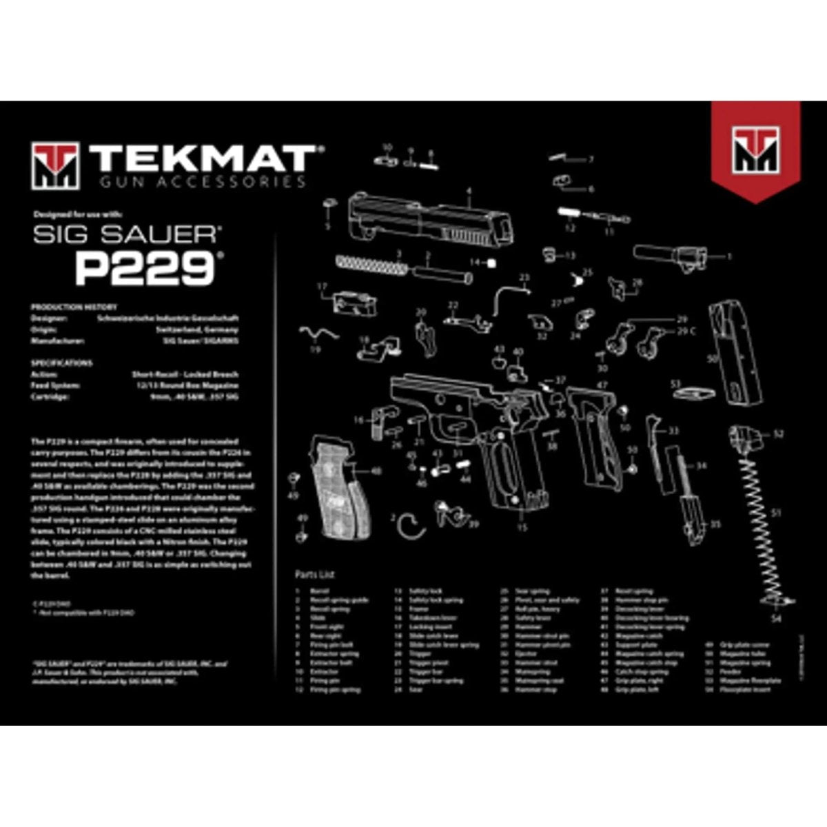 TekMat Ultra Premium Gun Cleaning Mat - 20" X 15" - Sig Sauer P229™ TekMat