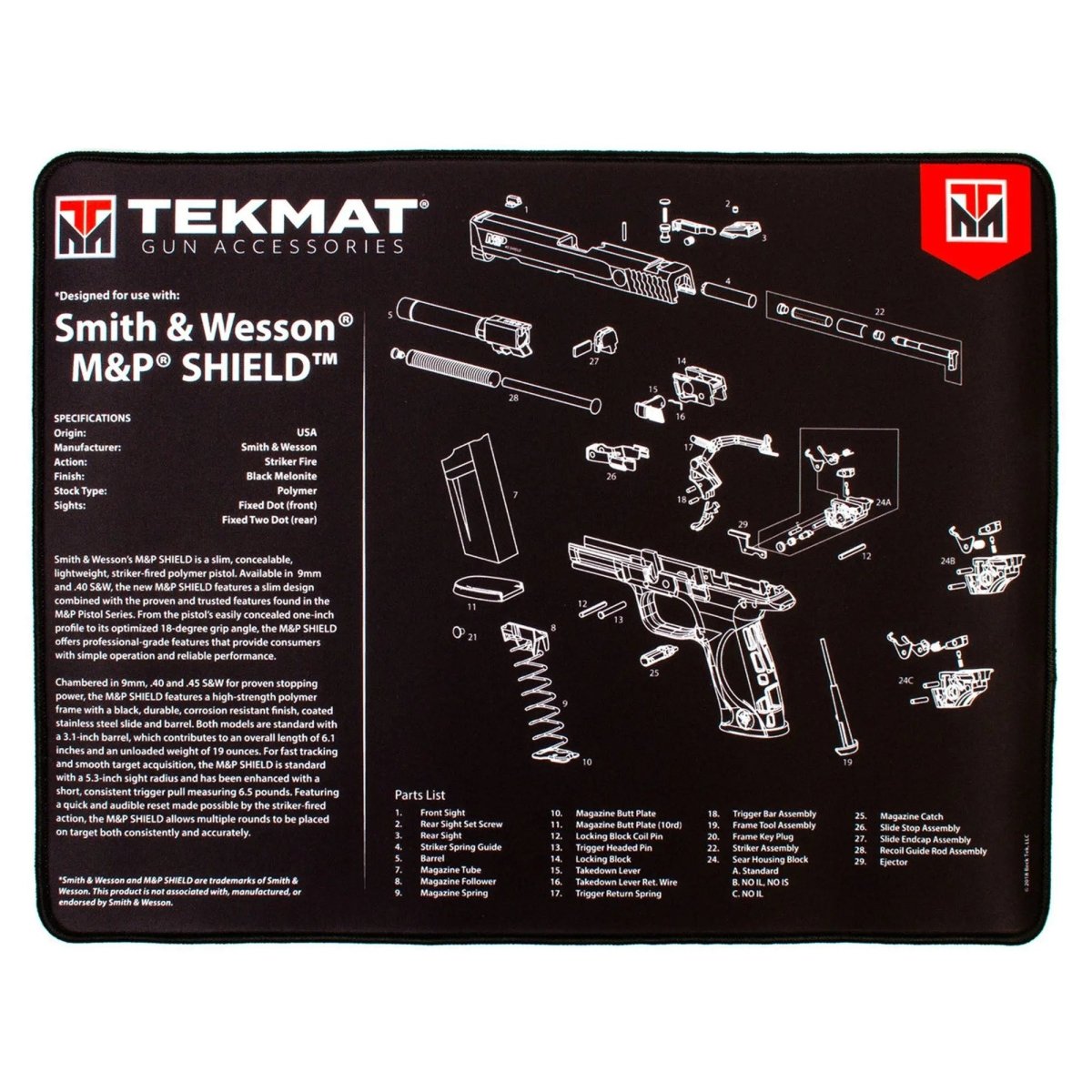 TekMat Ultra Premium Gun Cleaning Mat - 20" X 15" - Smith & Wesson M&P Shield TekMat