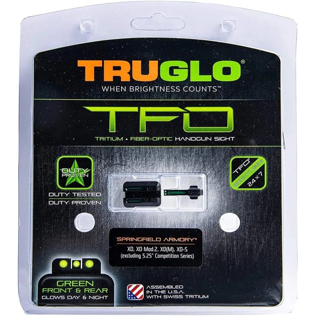 Truglo TFO Night Sight for Springfield Armory XD - Green Front/Green Rear Truglo