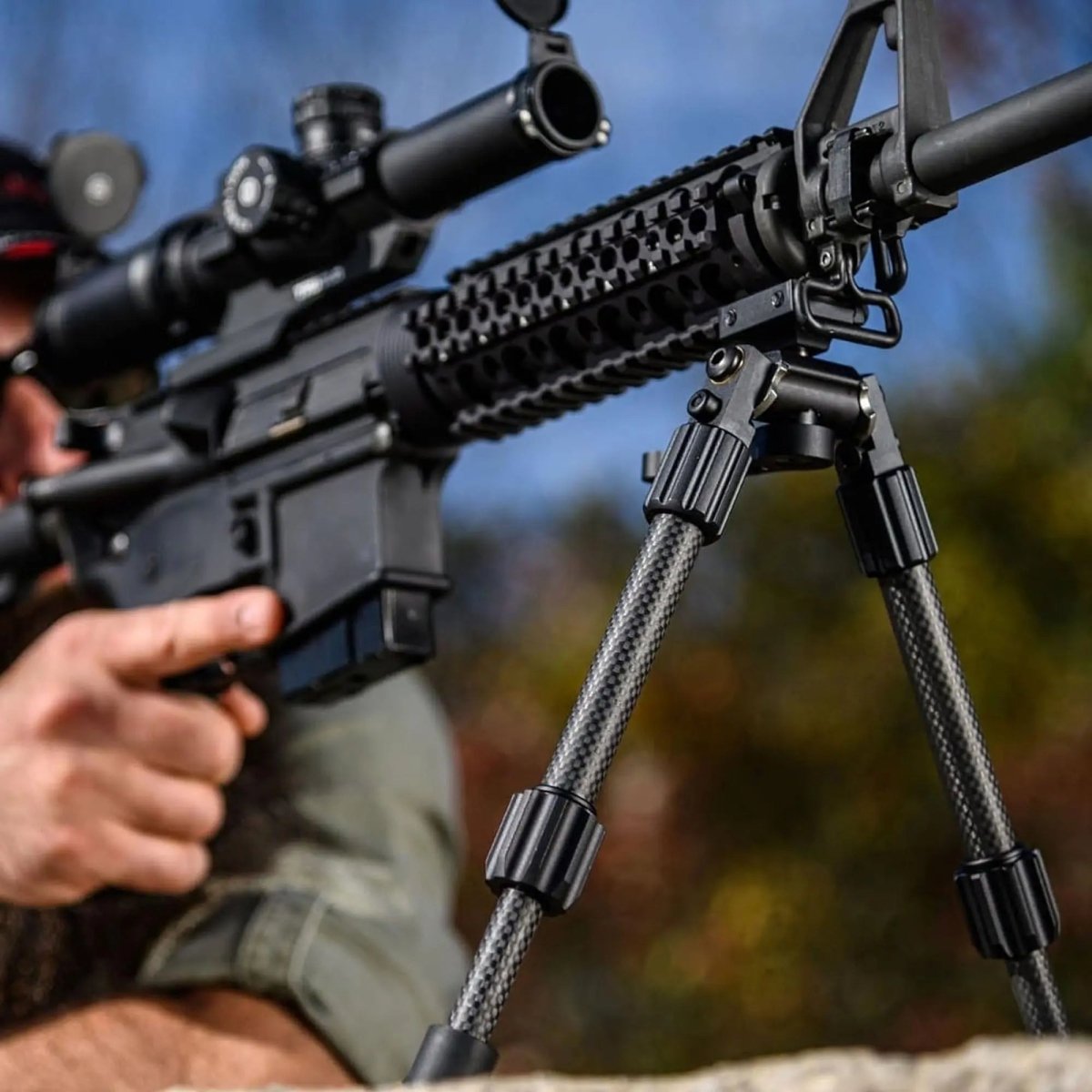 Truglo Tac Pod Carbon Pro Pivoting Bipod Mounts to any Picatinny Trail - Adjustable 6"-9” Truglo