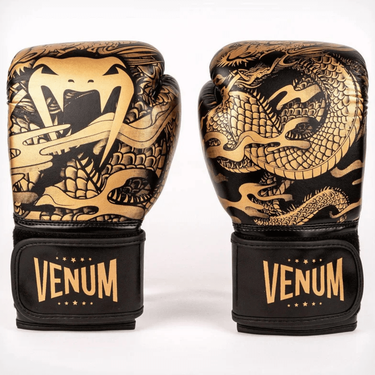 Venum Dragon's Flight Hook and Loop Boxing Gloves - Black/Bronze