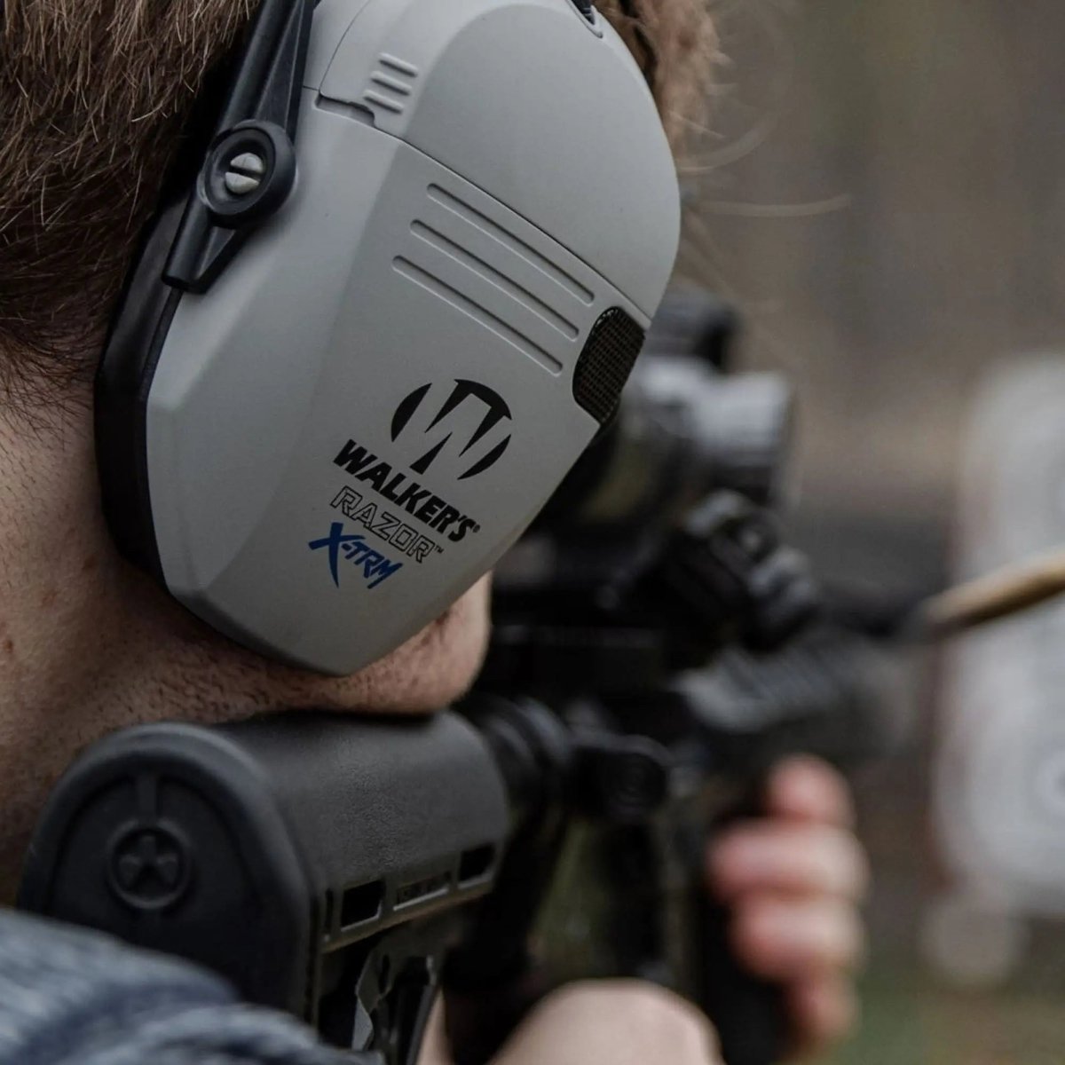 Walker's - Razor Bluetooth Digital X-TRM Muff with Cooling Pads & Moisture Wicking Headband - Grey Walker's