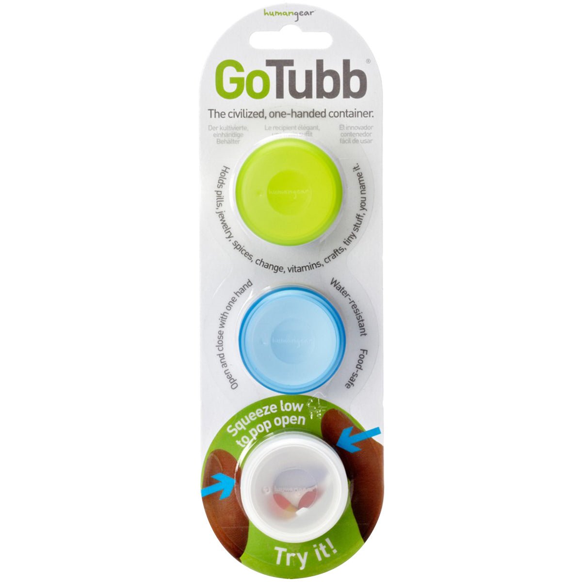 Humangear GoTubb .2 oz Container - 3 Pack - Green/Blue/Clear - Forza Sports