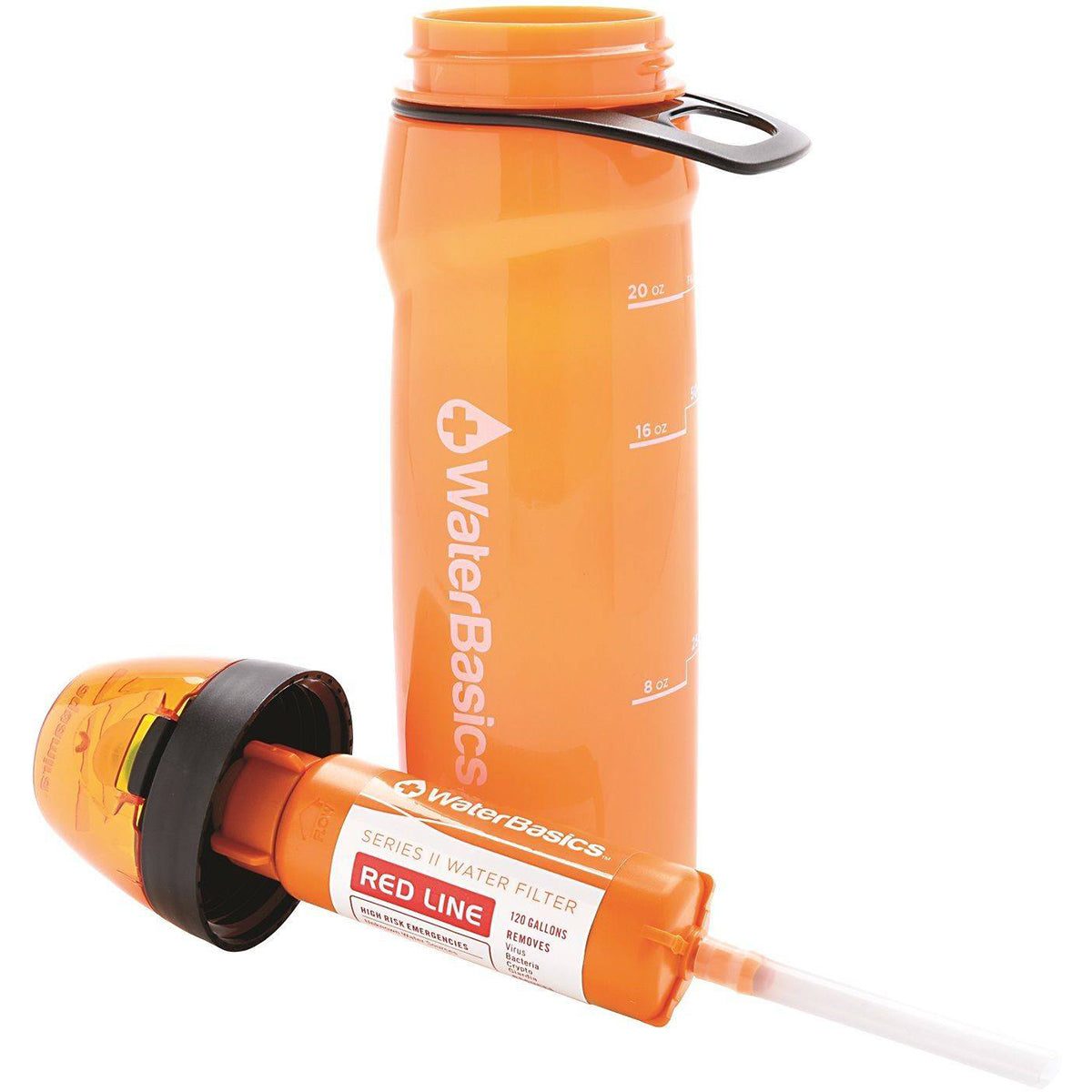 WaterBasics 22 oz. RED Line Emergency Filter Water Bottle Aquamira