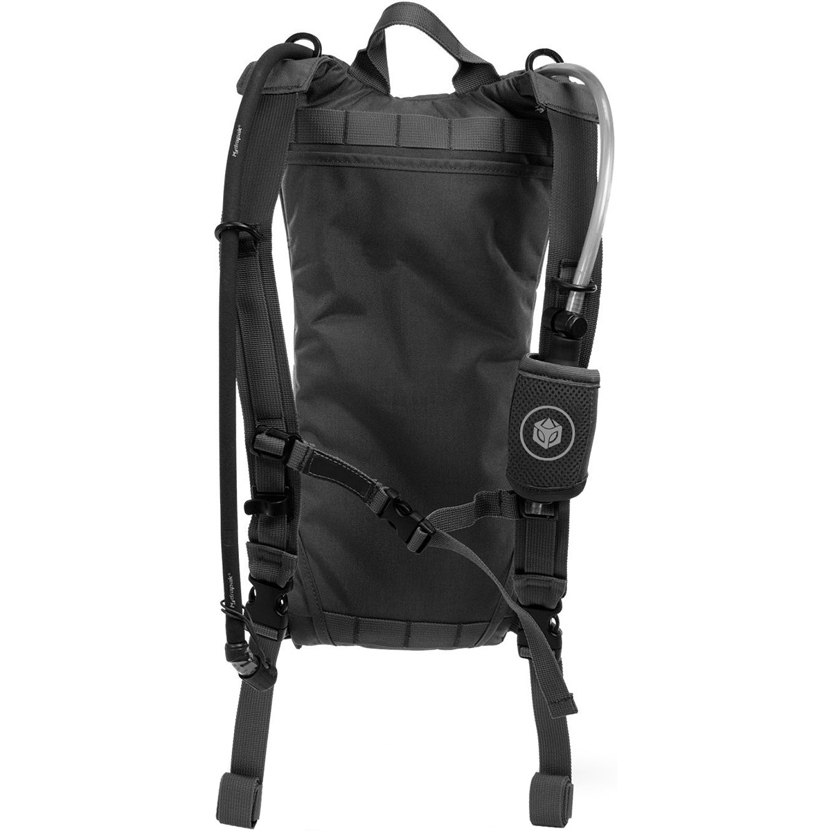 Black hydration backpack on a white background