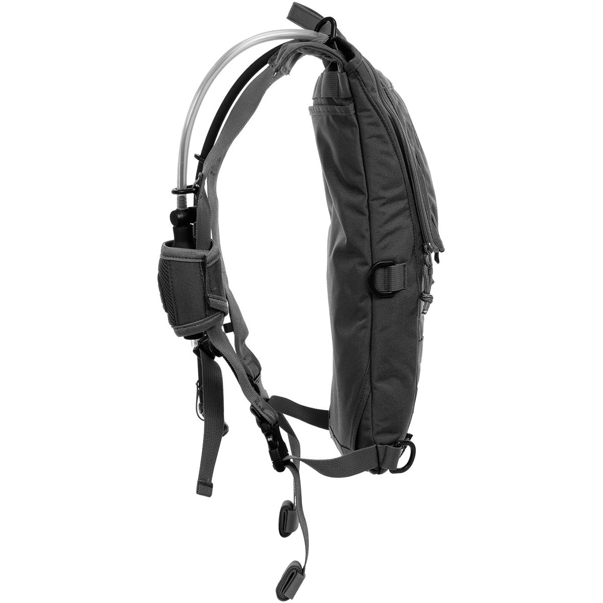 Black hydration backpack on a white background