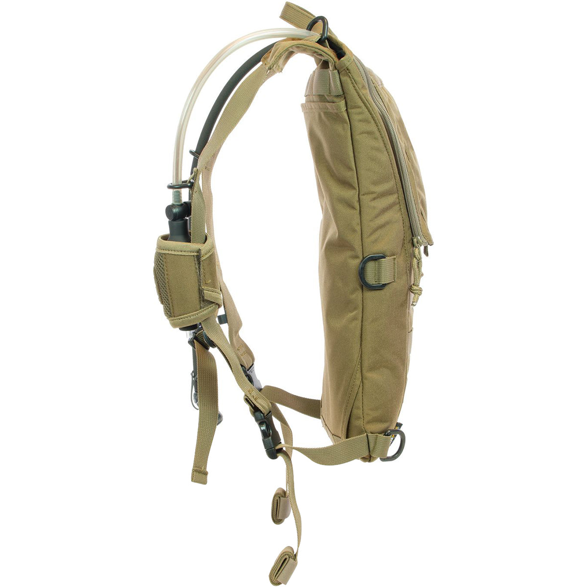 Khaki hydration backpack on a white background
