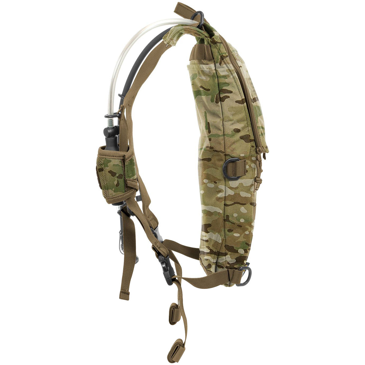 Camouflage hydration backpack on a white background