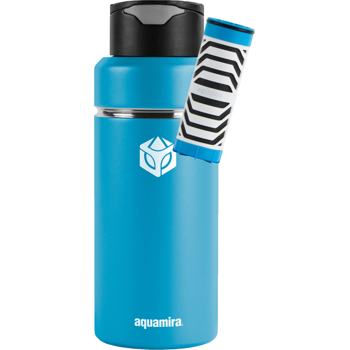 Blue Aquamira 32 oz. Shift Stainless Steel Filter Water Bottle with sleeve - Forza Sports