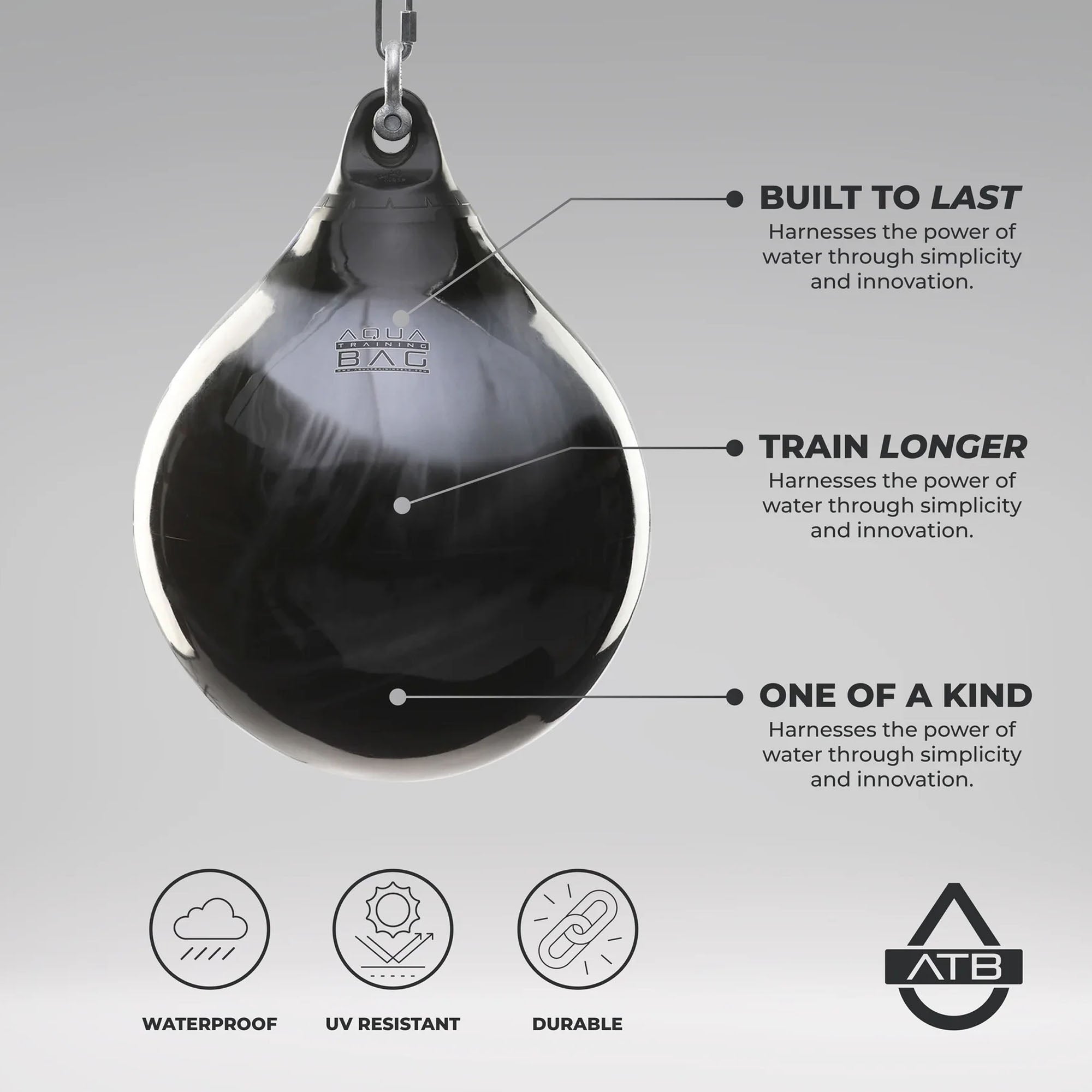 Black water bag with features and branding - best mma punching bag