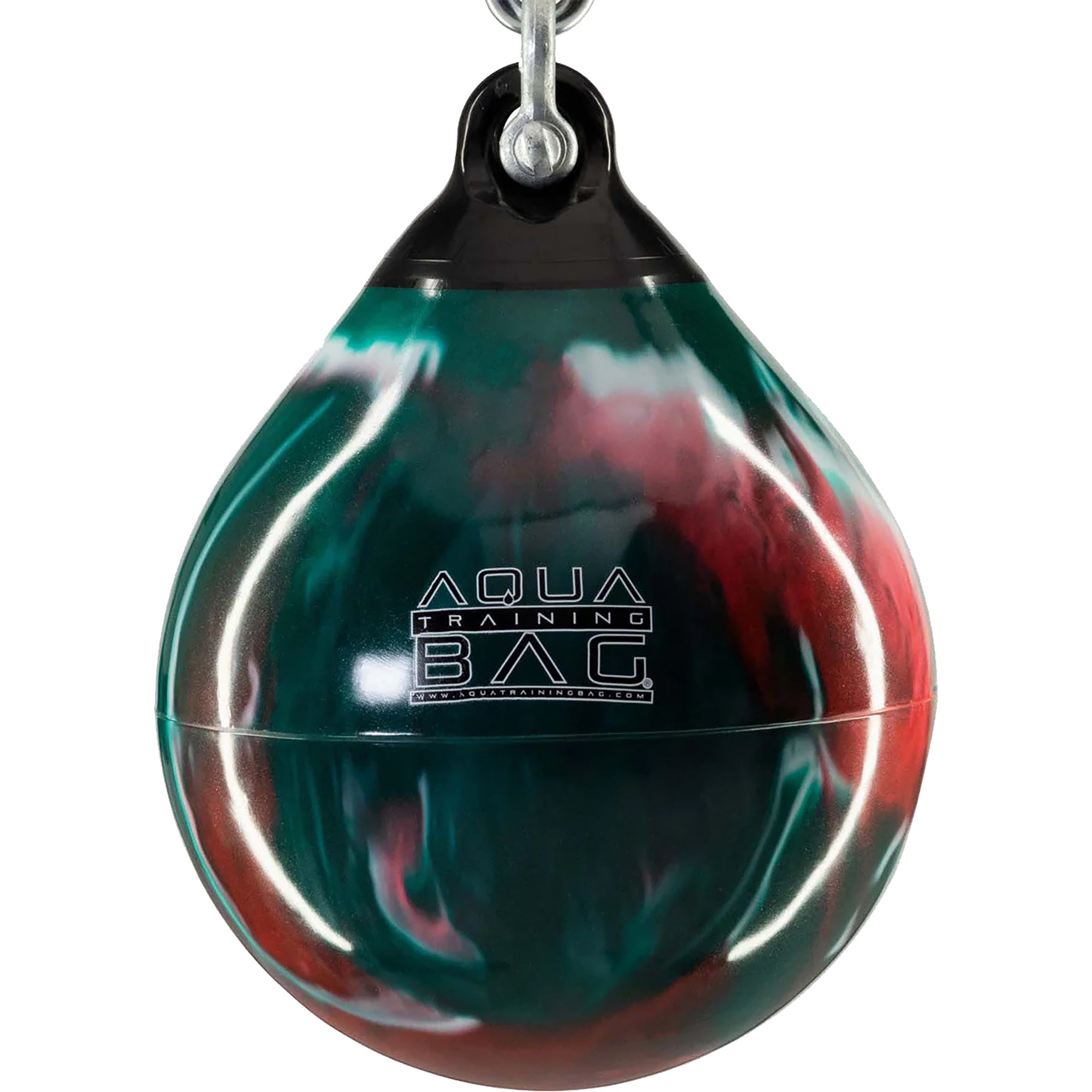 Marbled red and green training bag with 'Aqua Training Bag' branding on a white background