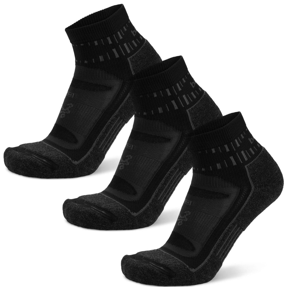 Balega Blister Resist Quarter Length Running Socks, Gray/Black, 3 Pack - Forza Sports