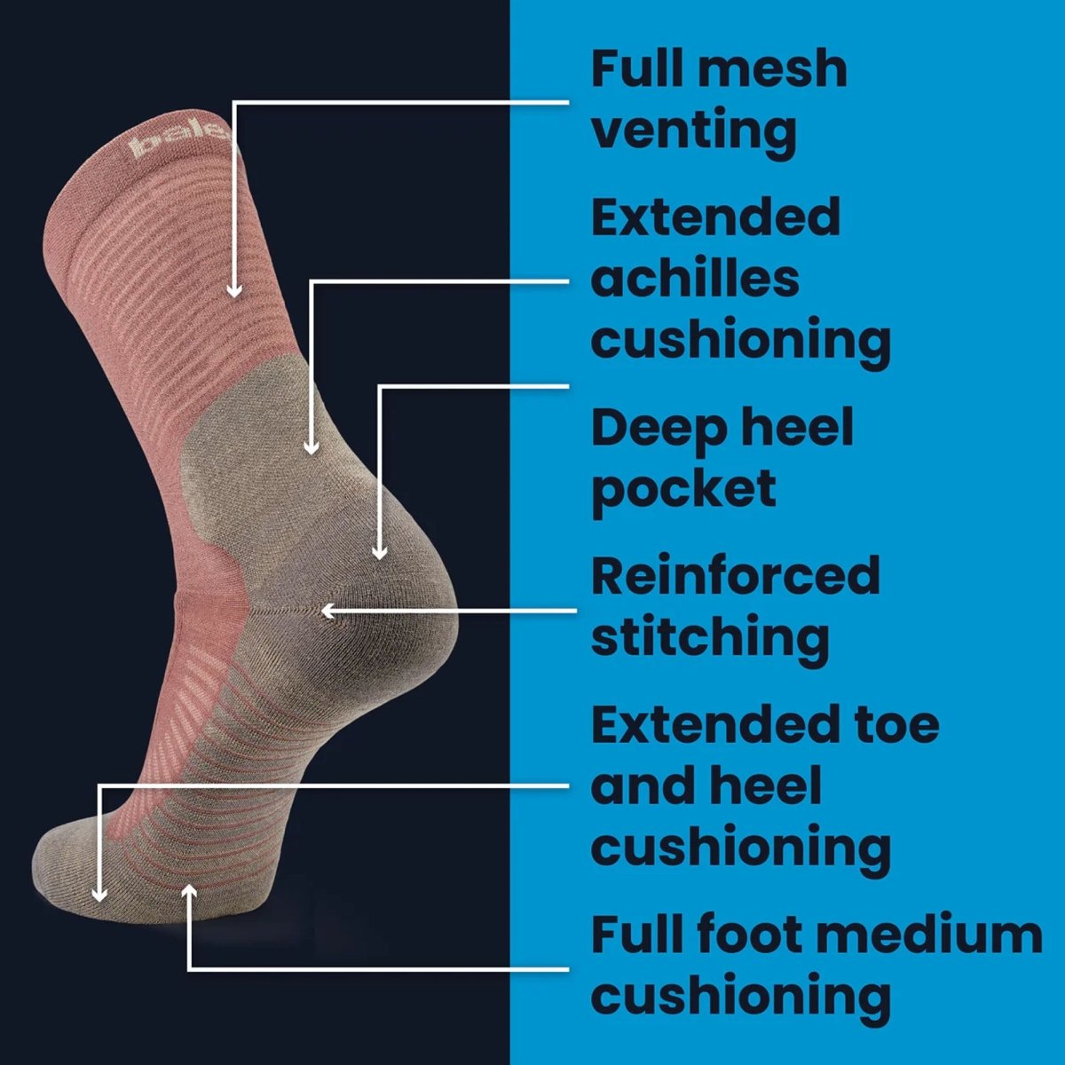 Balega Hike Performance Crew Socks, Black - Forza Sports