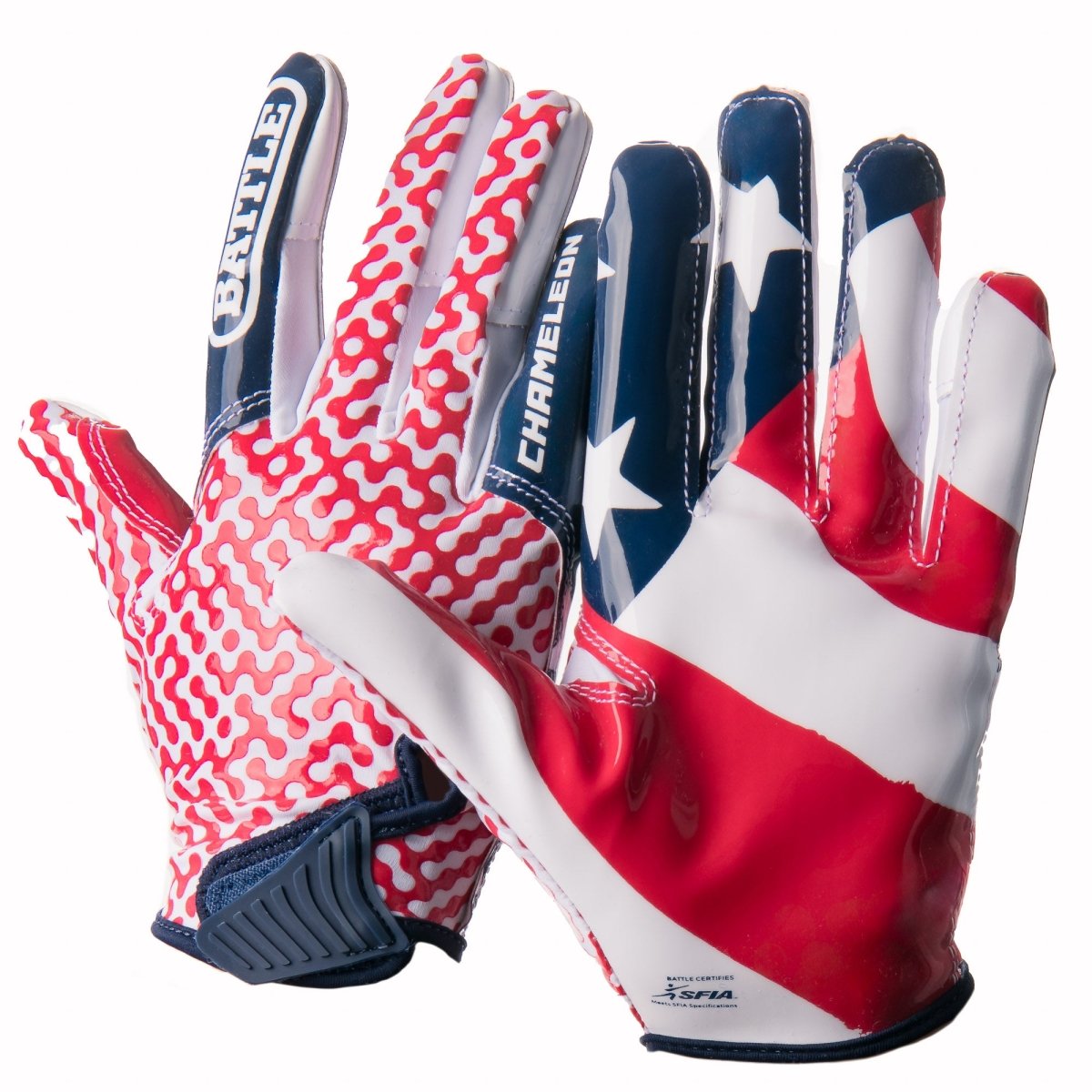 Battle Sports Youth "USA Flag" Chameleon Receiver Football Glove - Red/White/Blue - Forza Sports