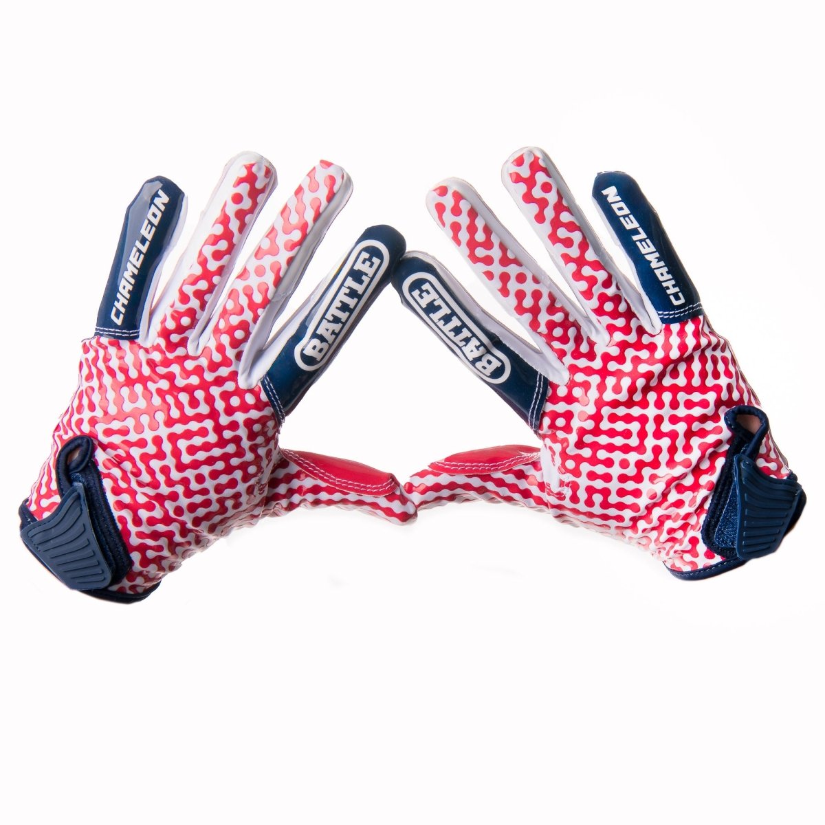 Battle Sports Adult "USA Flag" Chameleon Receiver Football Gloves - Red/White/Blue - Forza Sports