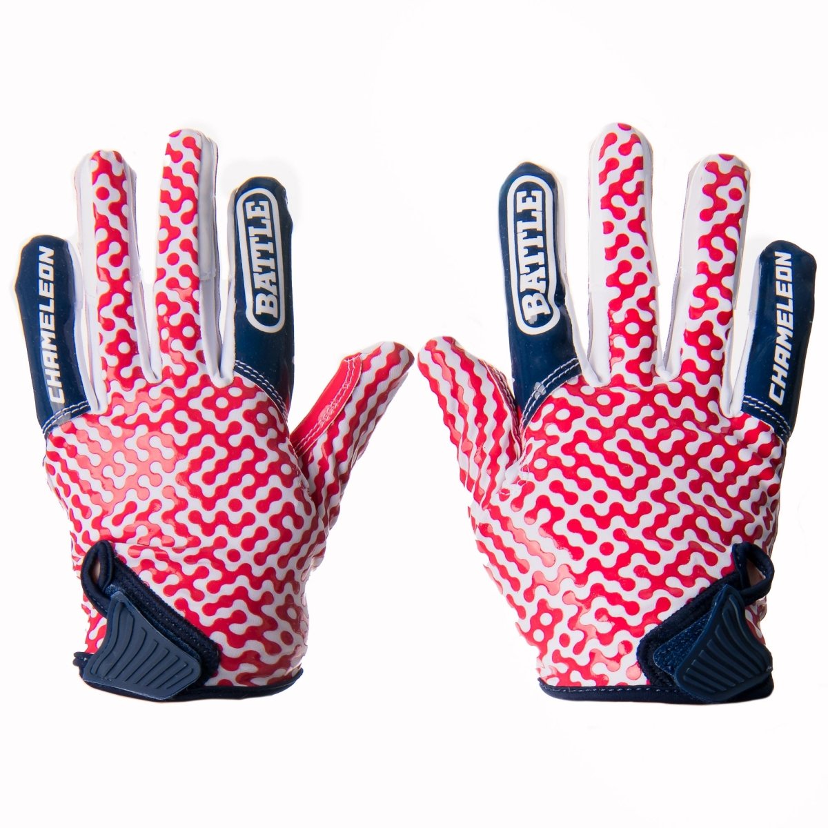 Battle Sports Adult "USA Flag" Chameleon Receiver Football Gloves - Red/White/Blue - Forza Sports