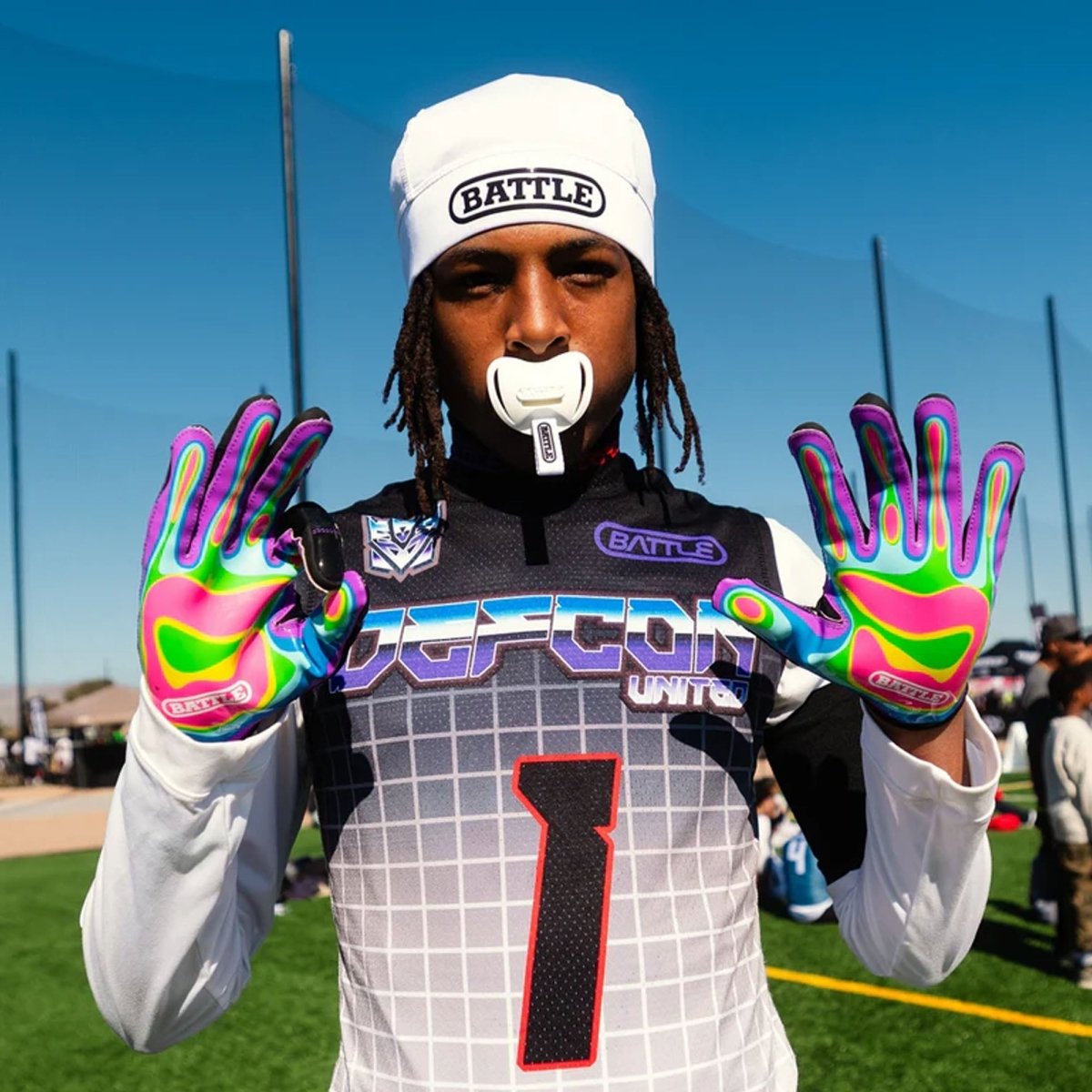 Battle Sports Adult "Heat Map" Doom Speed Receiver Football Gloves, Black - Forza Sports