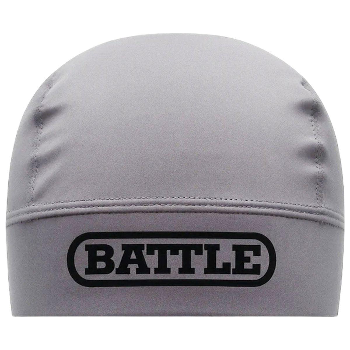Gray beanie pro skull cap with 'BATTLE' logo on a white background