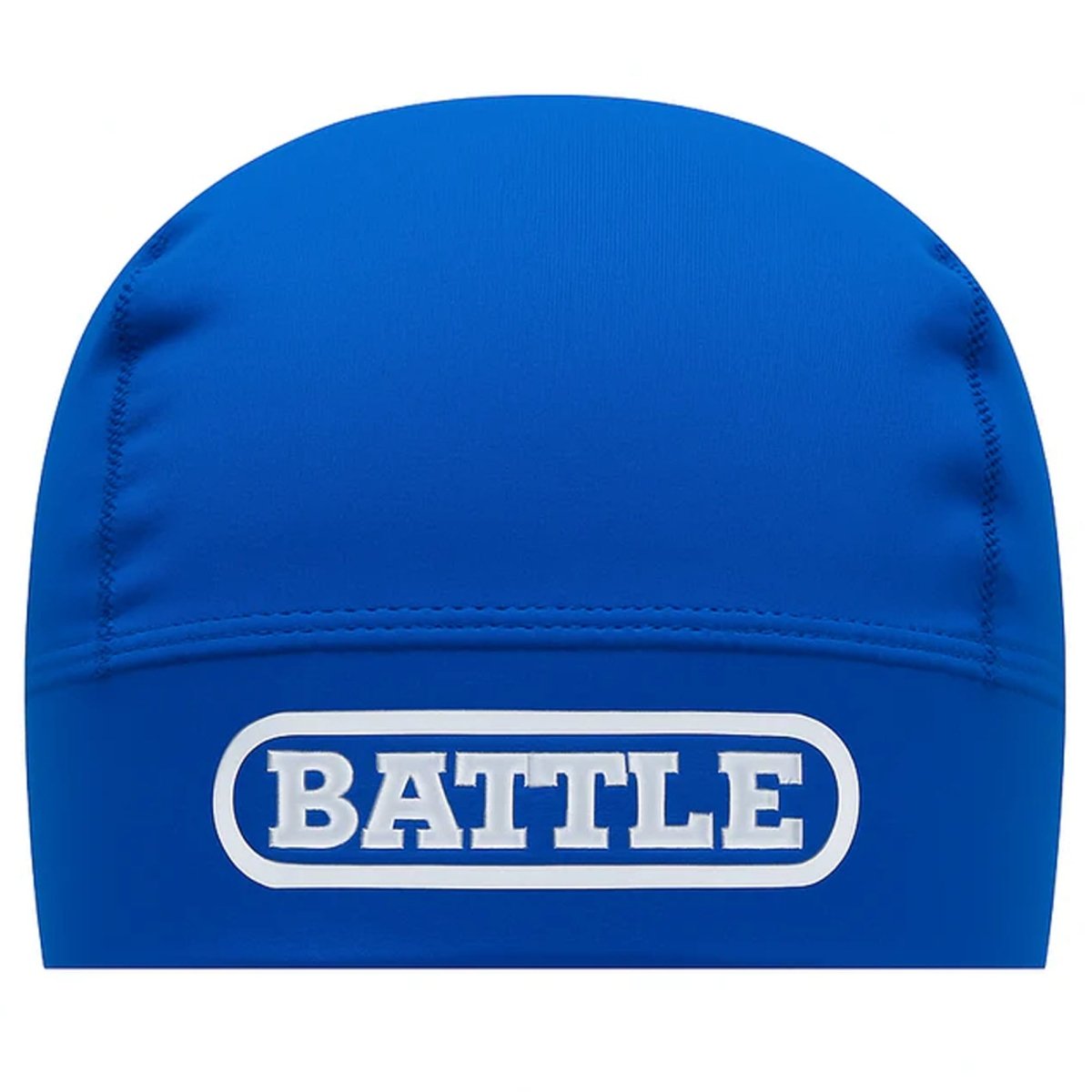 Blue beanie pro skull cap with 'BATTLE' logo on a white background