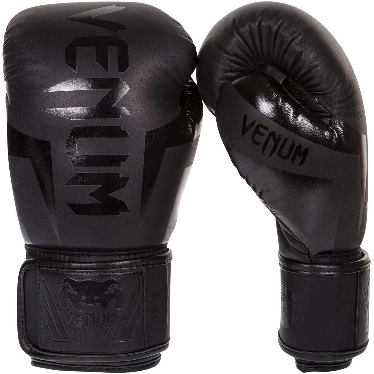 Venum Elite Hook and Loop Boxing Gloves - Matte Black - Forza Sports