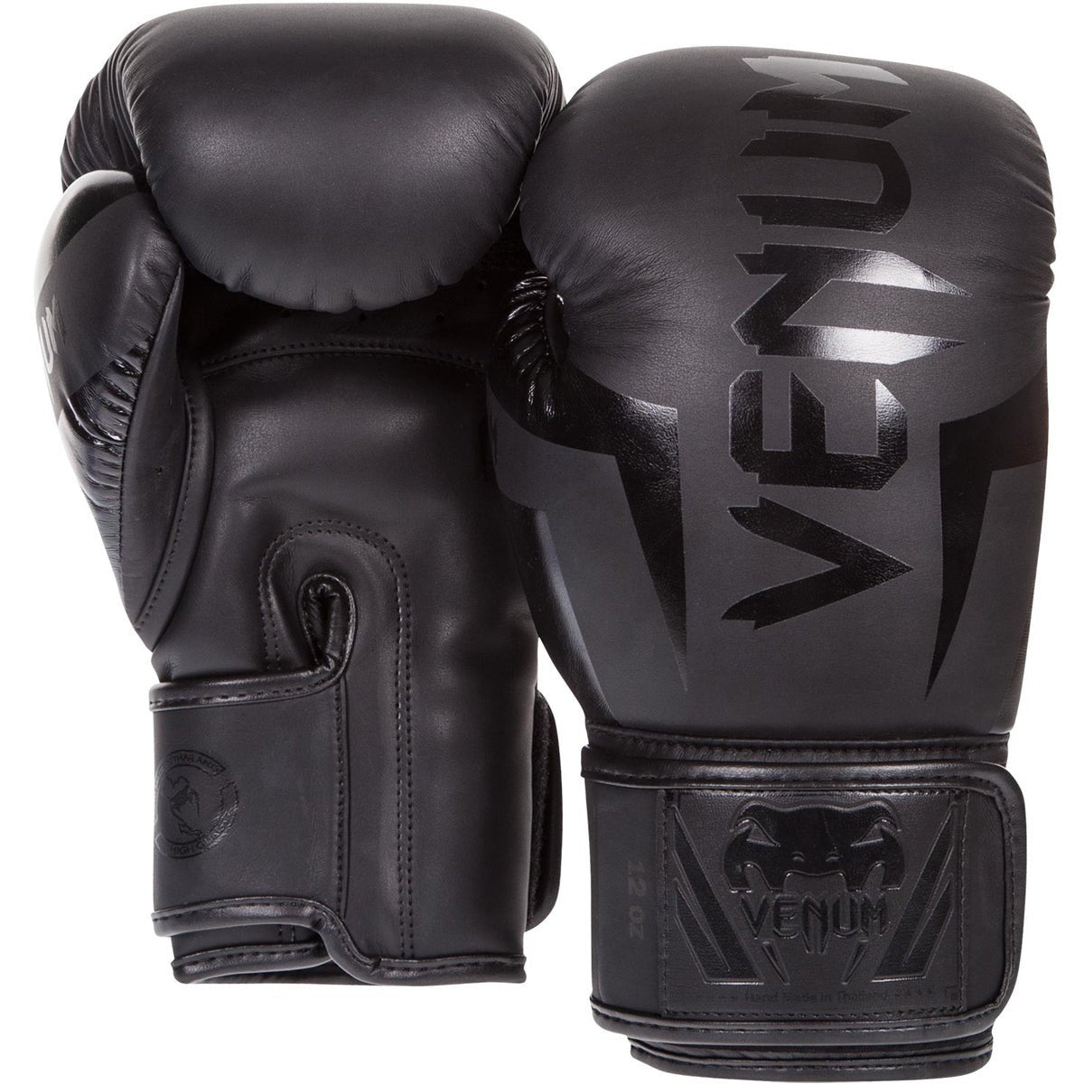 Venum Elite Hook and Loop Boxing Gloves - Matte Black - Forza Sports