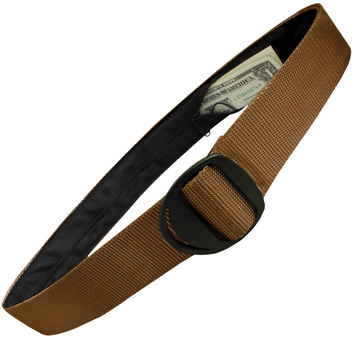 Bison Designs Crescent Black Buckle Money Belt - Coyote Brown - Forza Sports