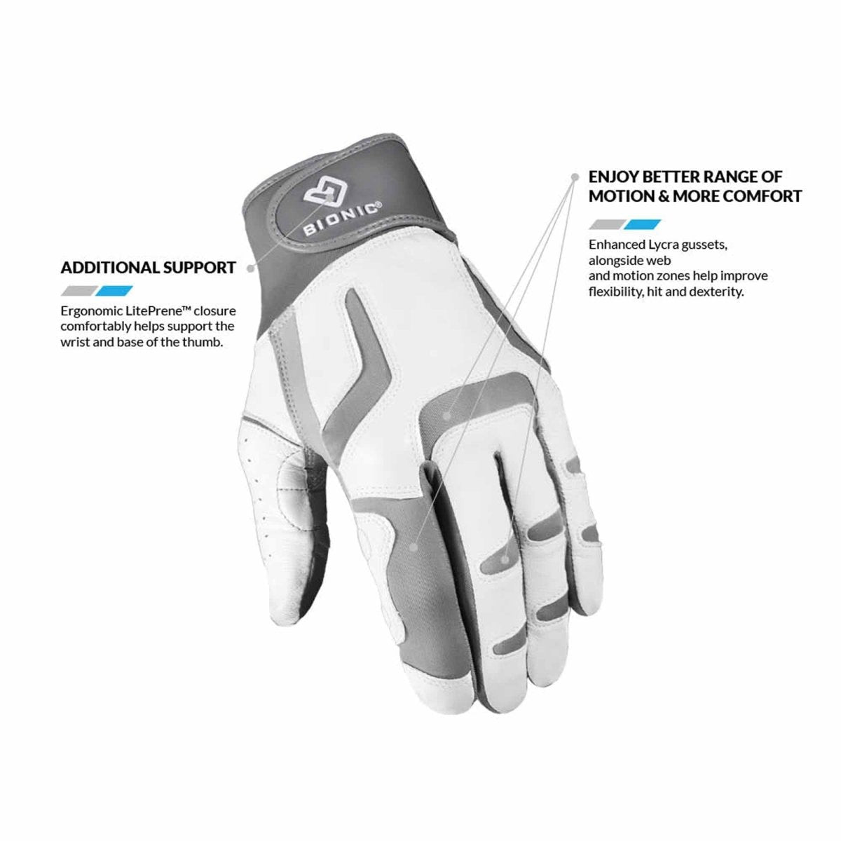 Bionic Gloves Women's ReliefGrip 2.0 Golf Glove - Left - Silver - Forza Sports