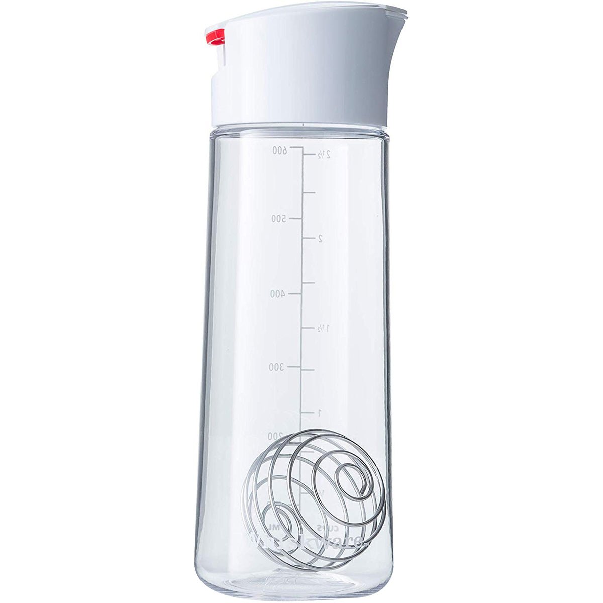 Whiskware Glass Salad Dressing Shaker with BlenderBall Wire Whisk - White/Red - Forza Sports