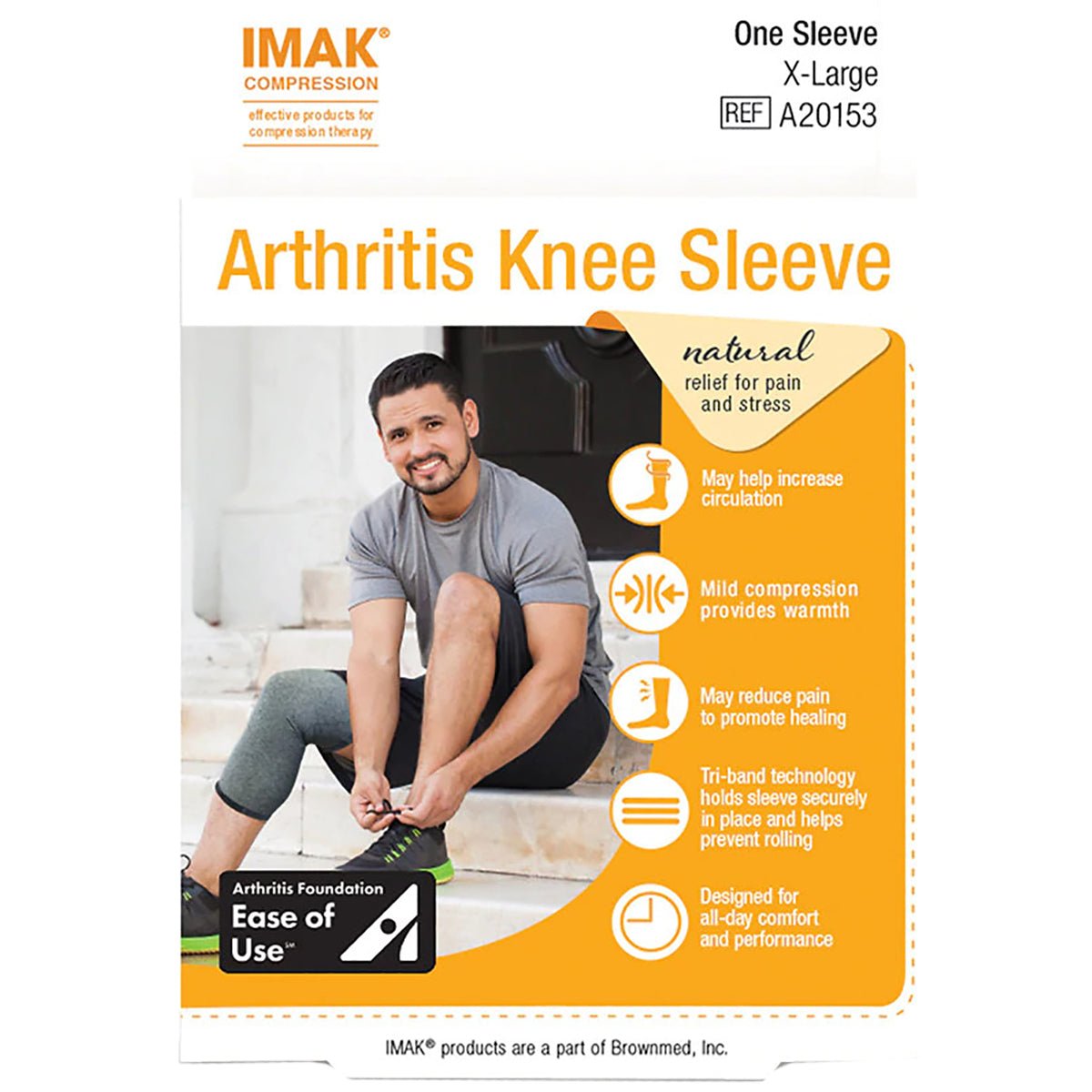 Brownmed IMAK Compression Arthritis Knee Sleeve - Heather Gray - Forza Sports