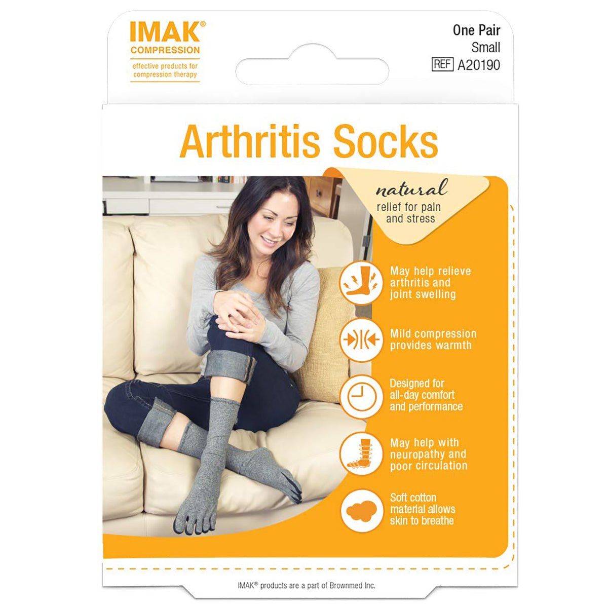 Brownmed IMAK Compression Arthritis Socks - Heather Gray - Forza Sports