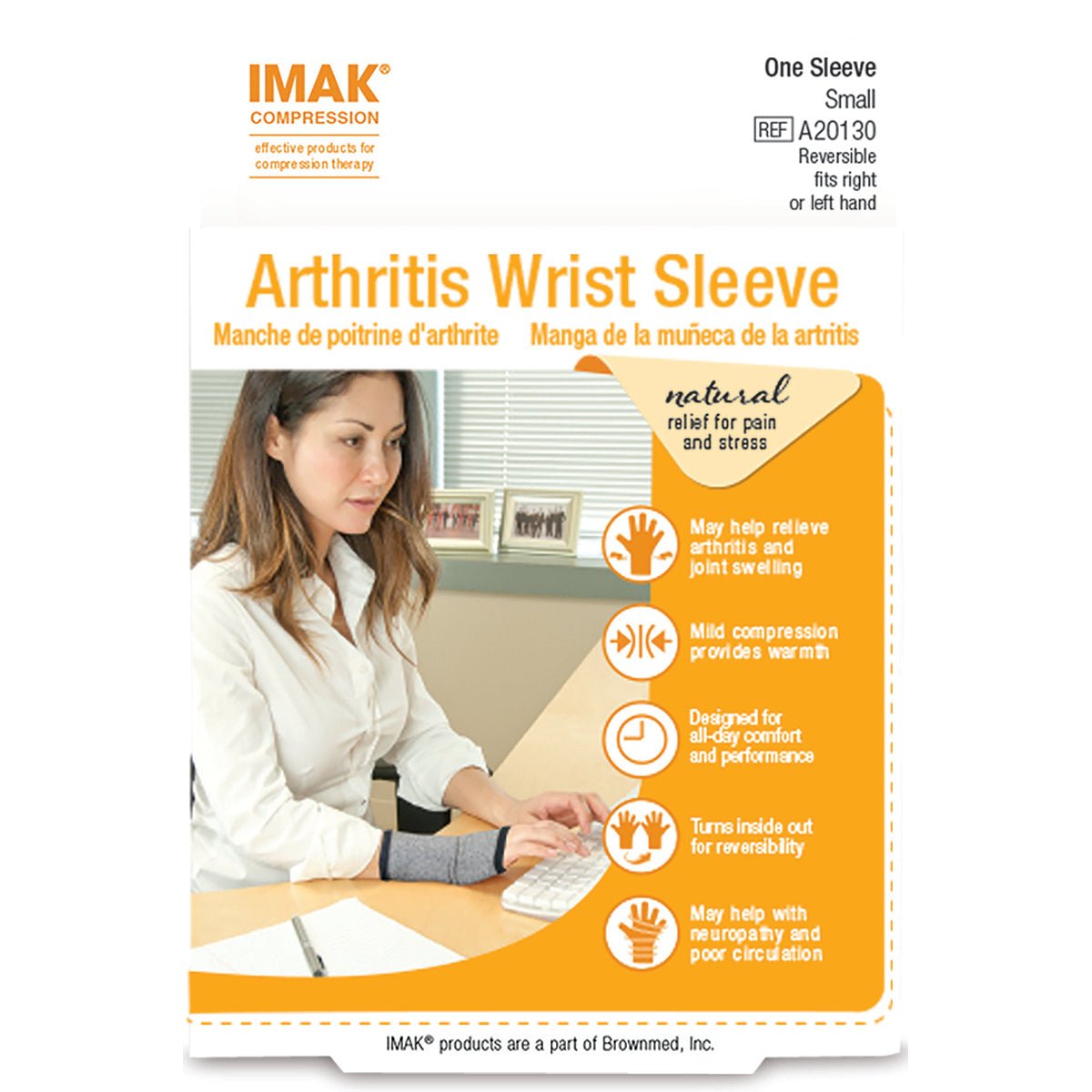 Brownmed IMAK Compression Arthritis Wrist Sleeve - Heather Gray - Forza Sports