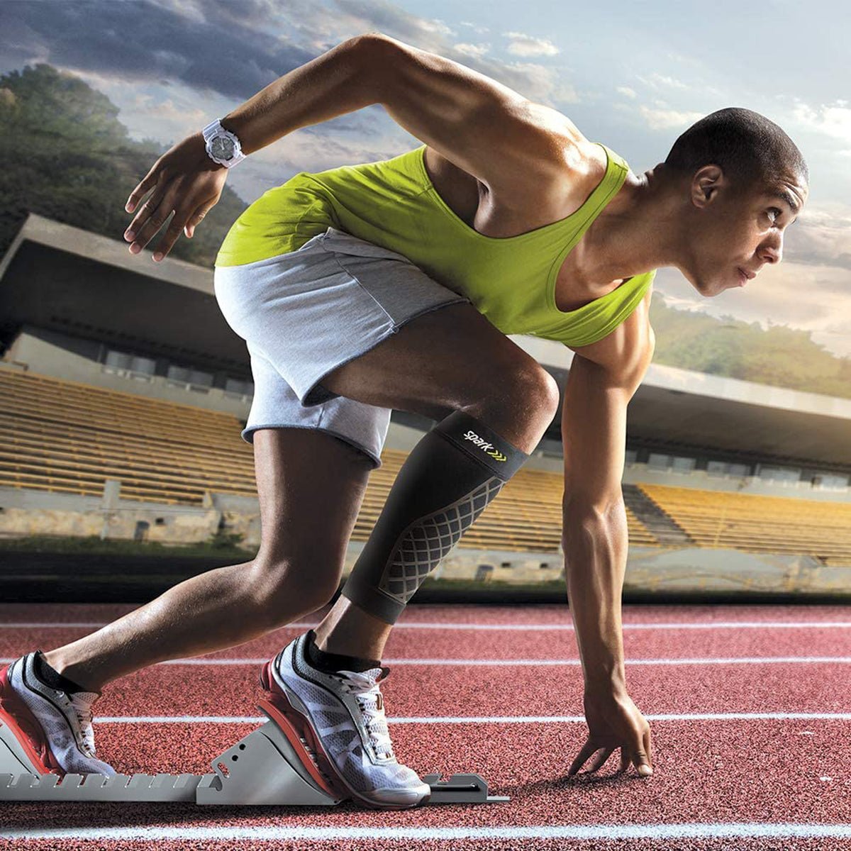Spark Kinetic Calf Sleeve - Compression Support with Embedded Kinesiology Tape - Forza Sports