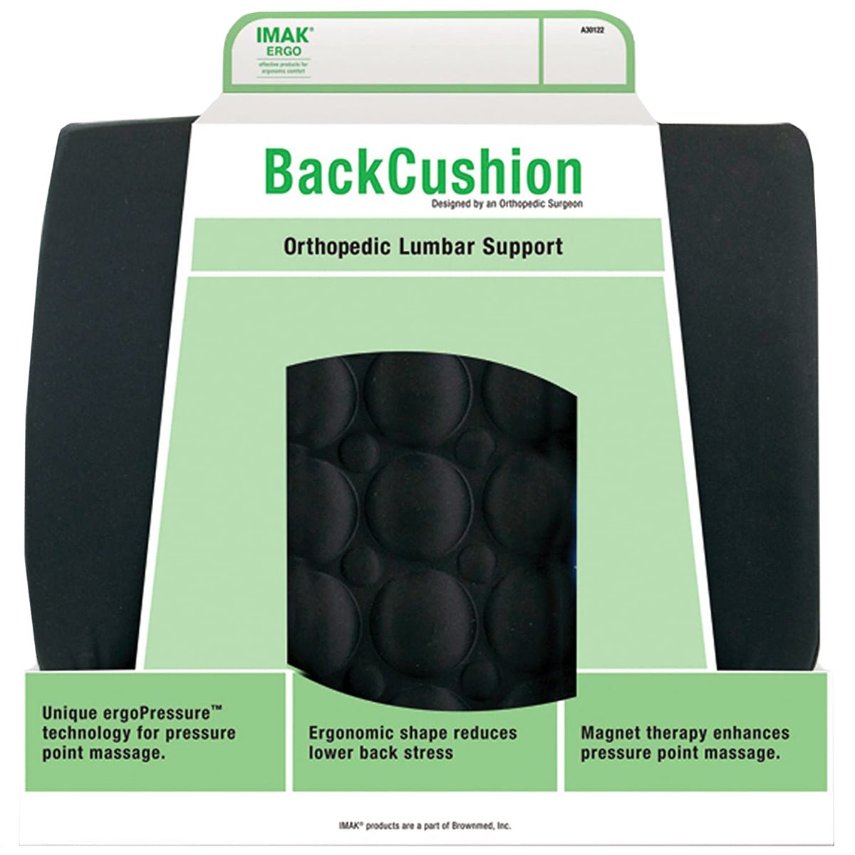Brownmed IMAK Ergo Back Cushion and Lumbar Support - Black - Forza Sports