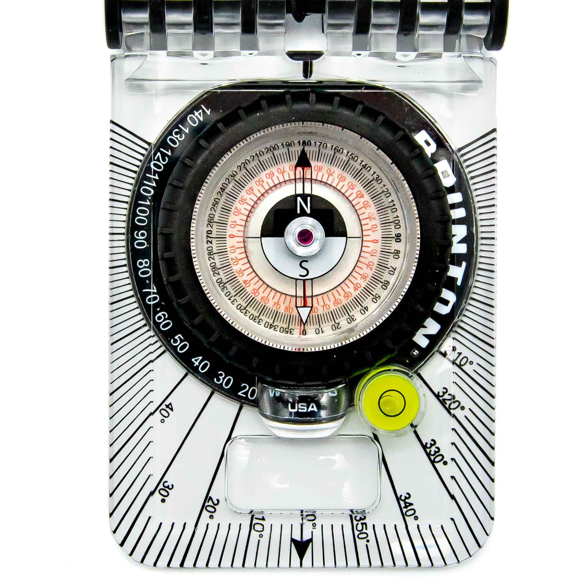 Compass with clear casing on a white background