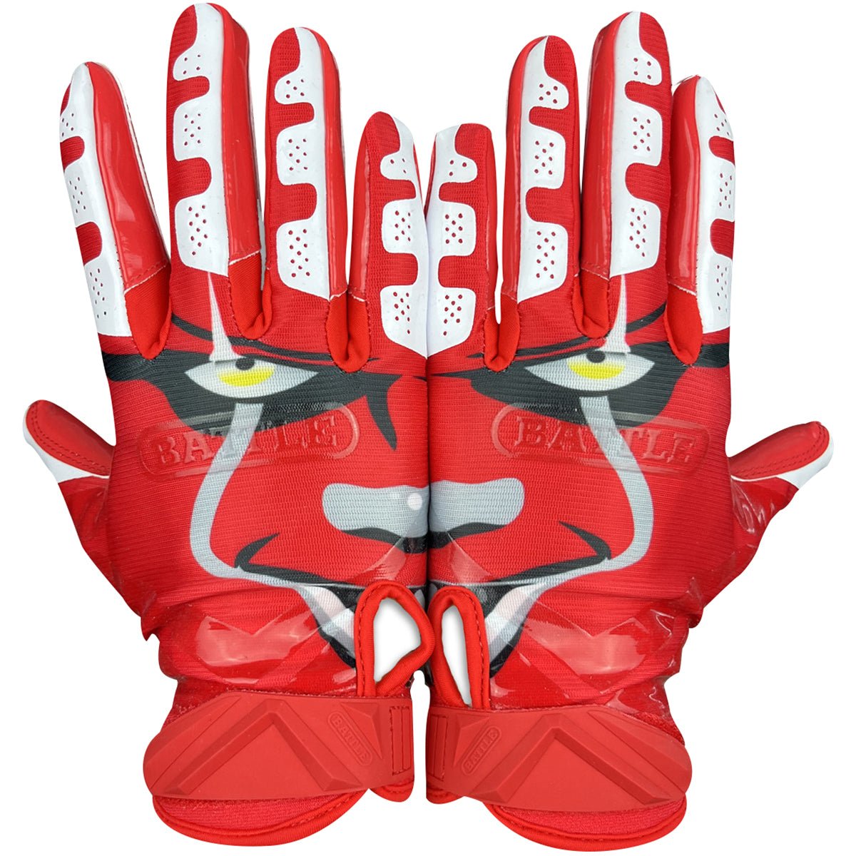Battle Sports Clown23 Cloaked Adult Football Receiver Gloves - Red