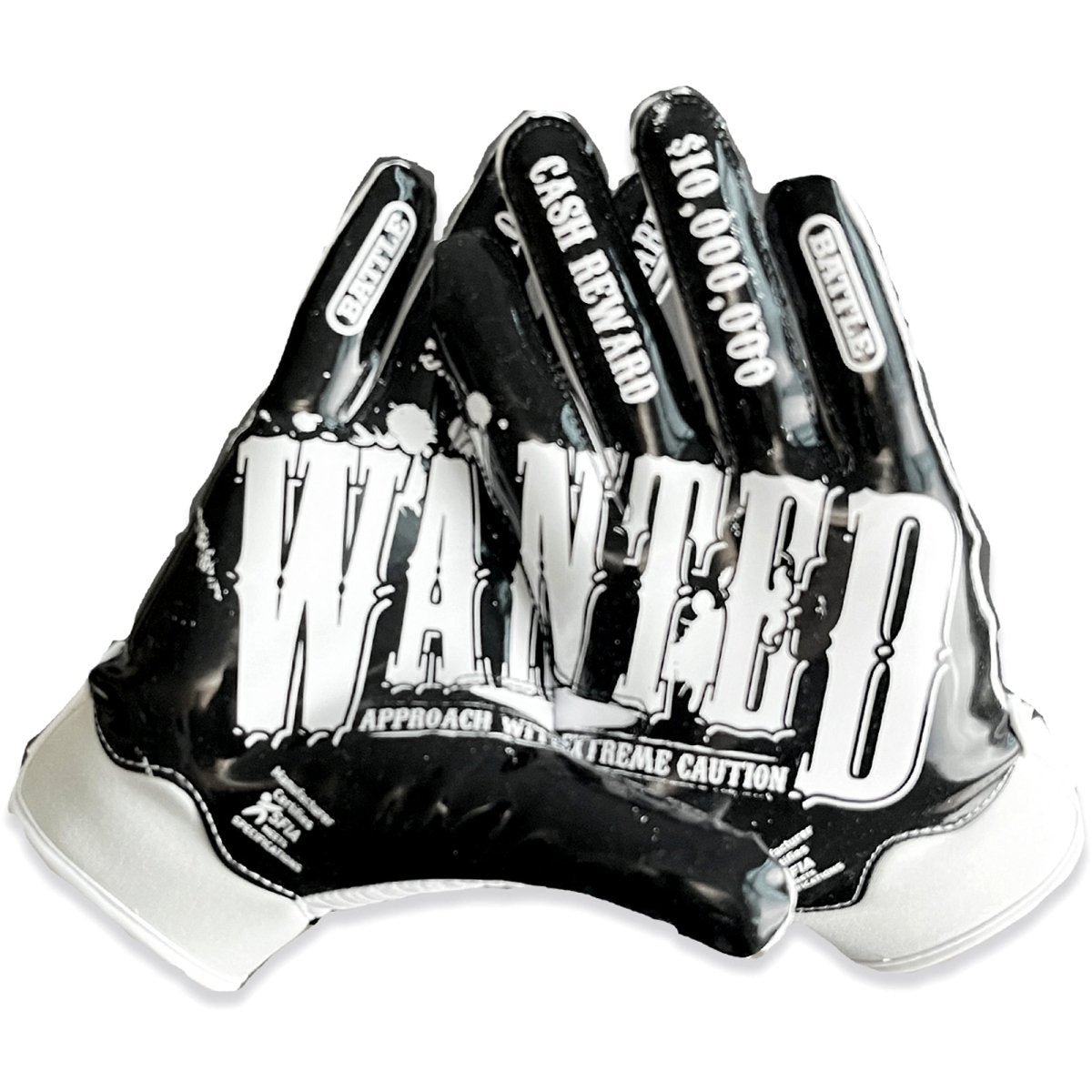 Battle Sports Wanted Doom Football Receiver Gloves - Black/White - Forza Sports