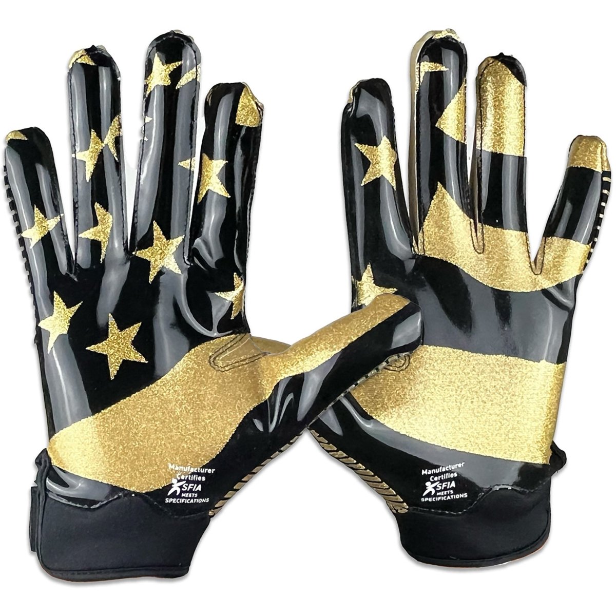 Battle Sports USA Glitter Doom Football Receiver Gloves - Black/Gold - Forza Sports