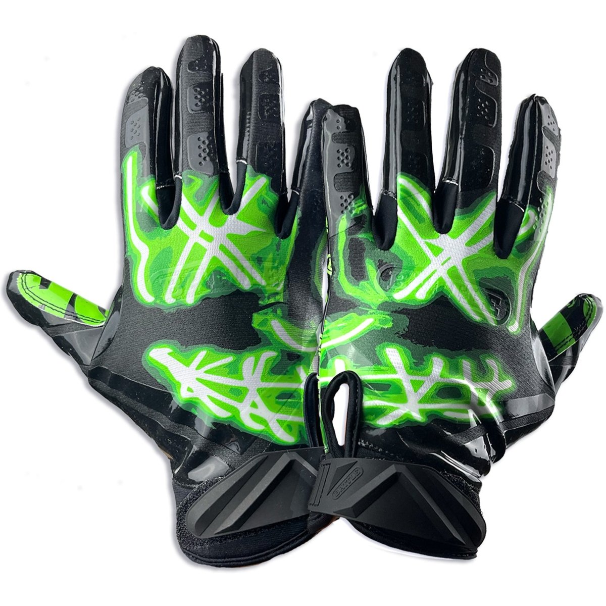 Battle Sports Nightmare You're Not Safe Football Receiver Gloves - Neon Green - Forza Sports