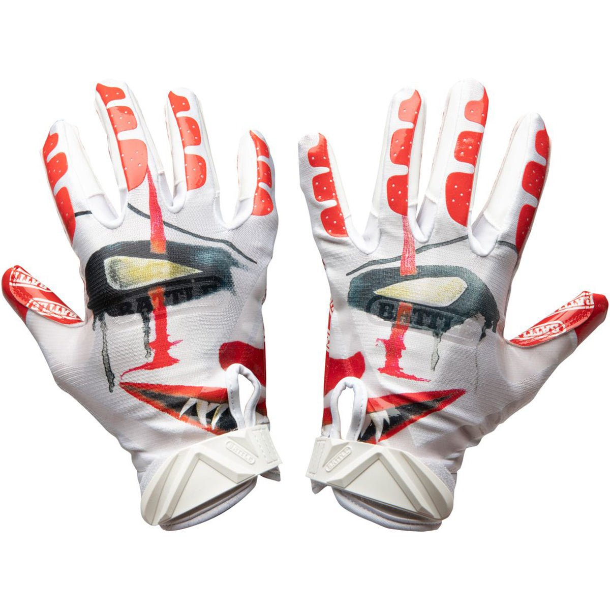 Battle Sports Clown Adult Cloaked Football Receiver Gloves - White