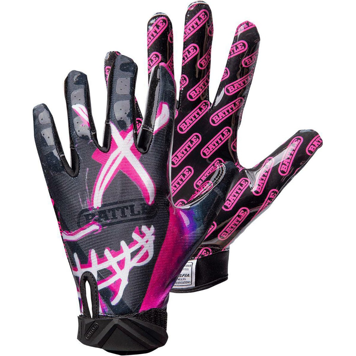 Battle Sports Nightmare Adult Cloaked Football Receiver Gloves - Black - Forza Sports