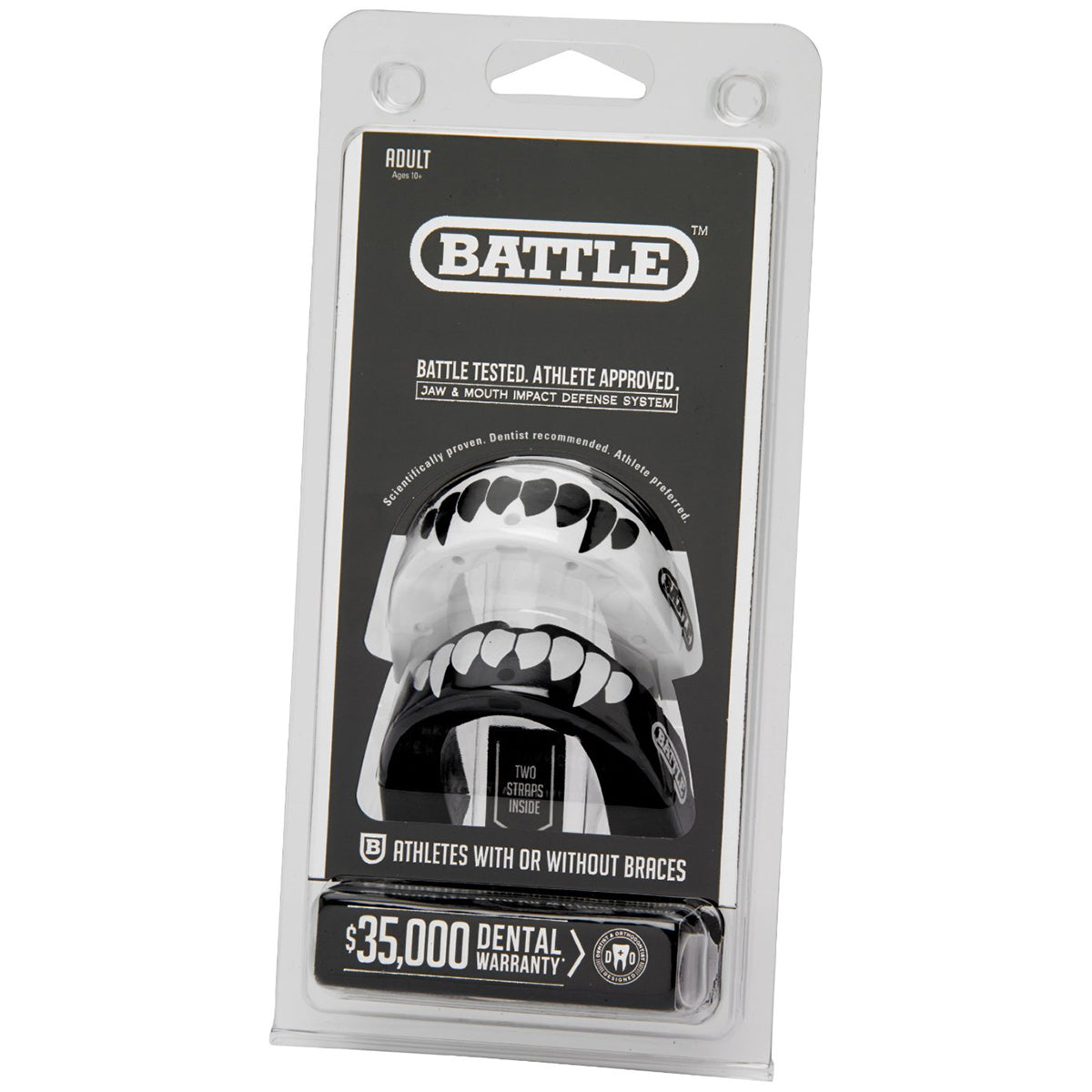 Packaged dental guard with 'Battle' branding on a white background