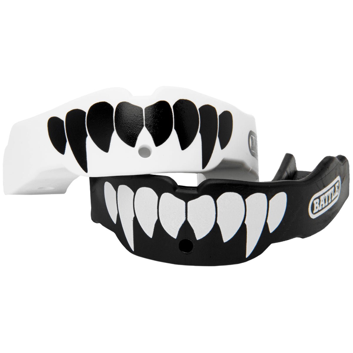 Battle Sports Adult Fang Mouthguard 2 - Pack with Straps - Black/White