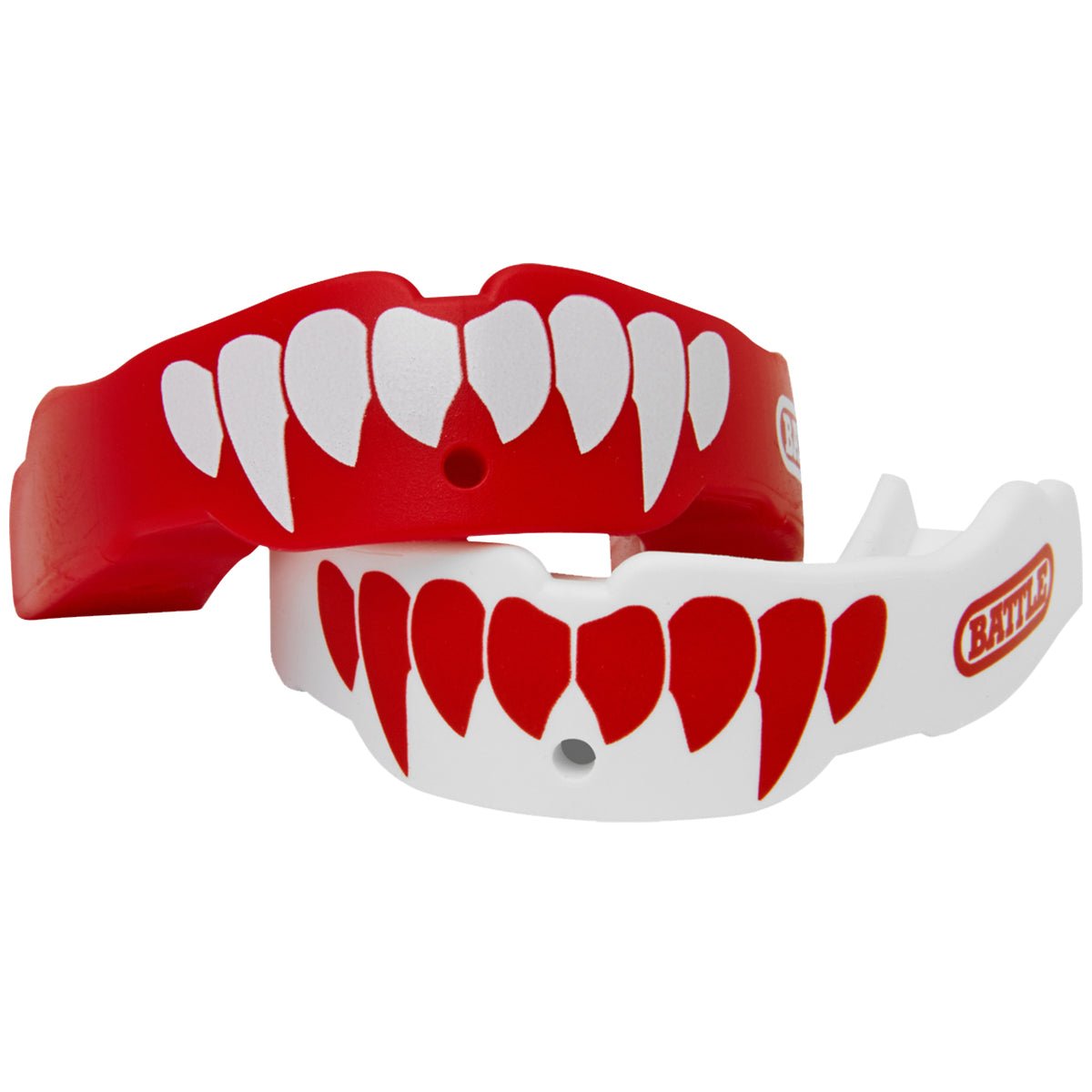 Battle Sports Adult Fang Mouthguard 2 - Pack with Straps - Red/White