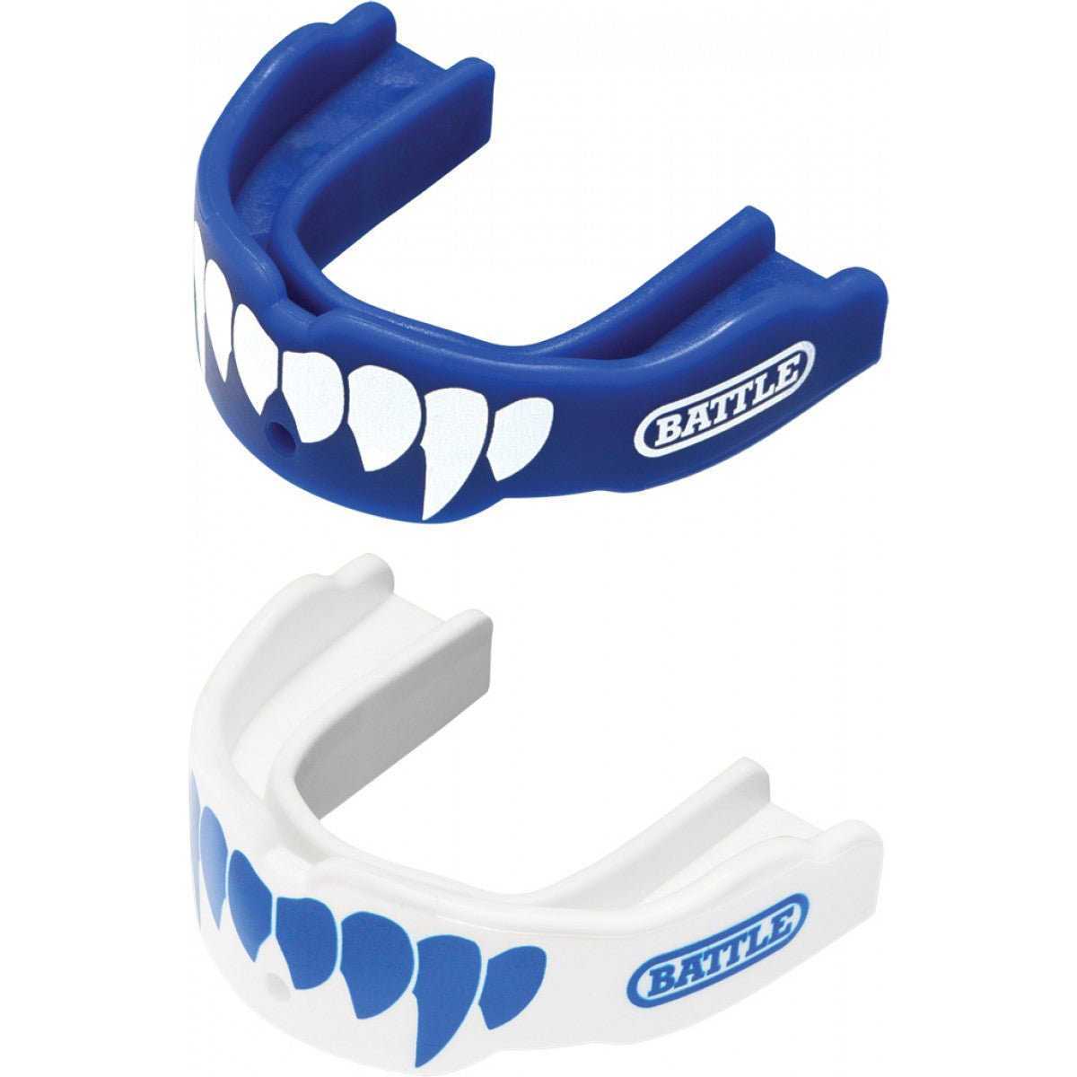 Battle Sports Adult Fang Mouthguard 2 - Pack with Straps - Blue/White