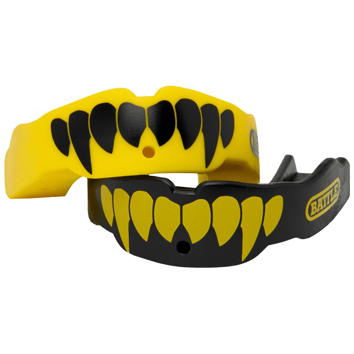 Battle Sports Adult Fang Mouthguard 2 - Pack with Straps - Neon Yellow/Black